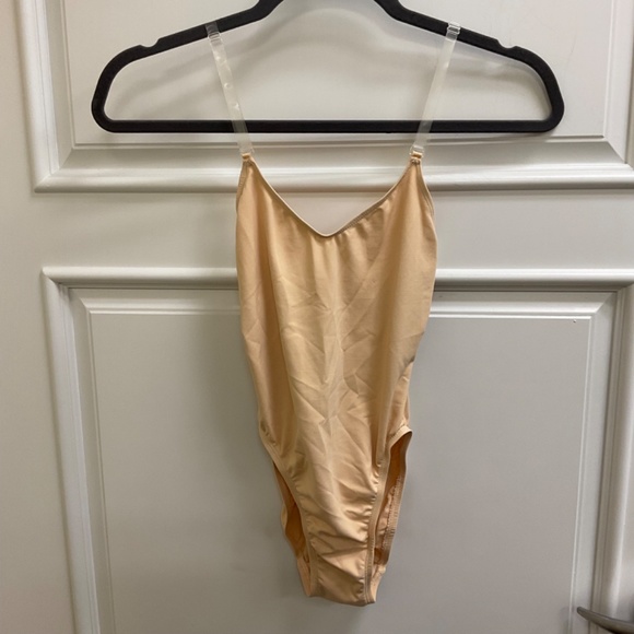 Capezio Cami Leotard Sz Small Petite Adjustable Straps NWOT Nude - Picture 2 of 7